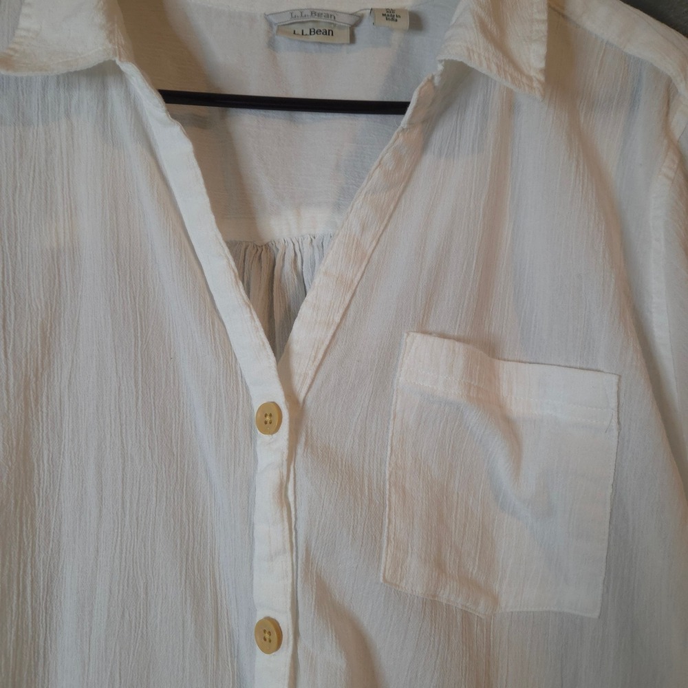 L.L. Bean Women's White Button Down Shirt Chest Pocket Light Weight Size XL - Picture 5 of 11
